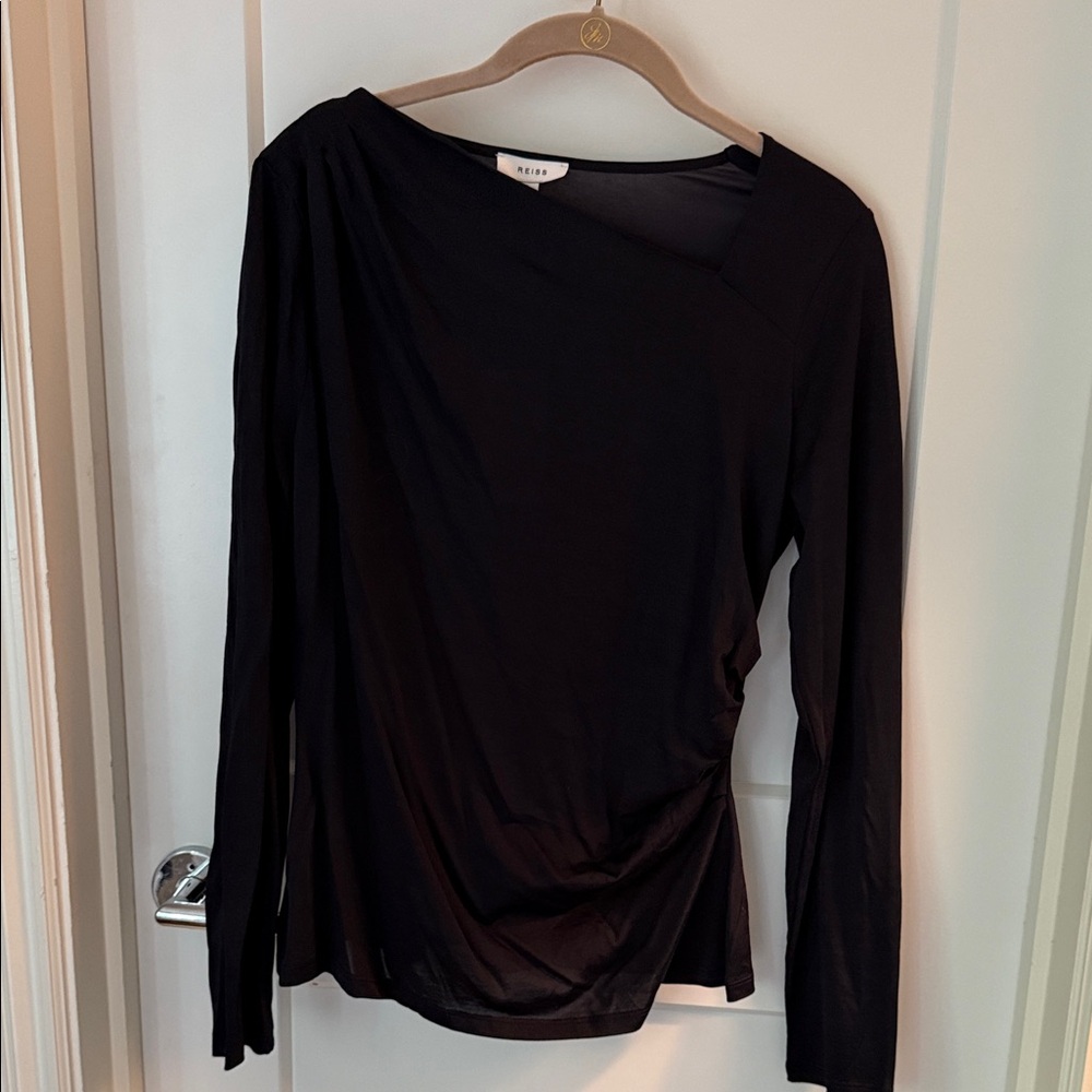 Reiss NWT Black Long Sleeve Asymmetrical Top